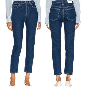RE/DONE 90s High‎ Rise Ankle Crop Jean in Dark Medium Western Rinse Size 28